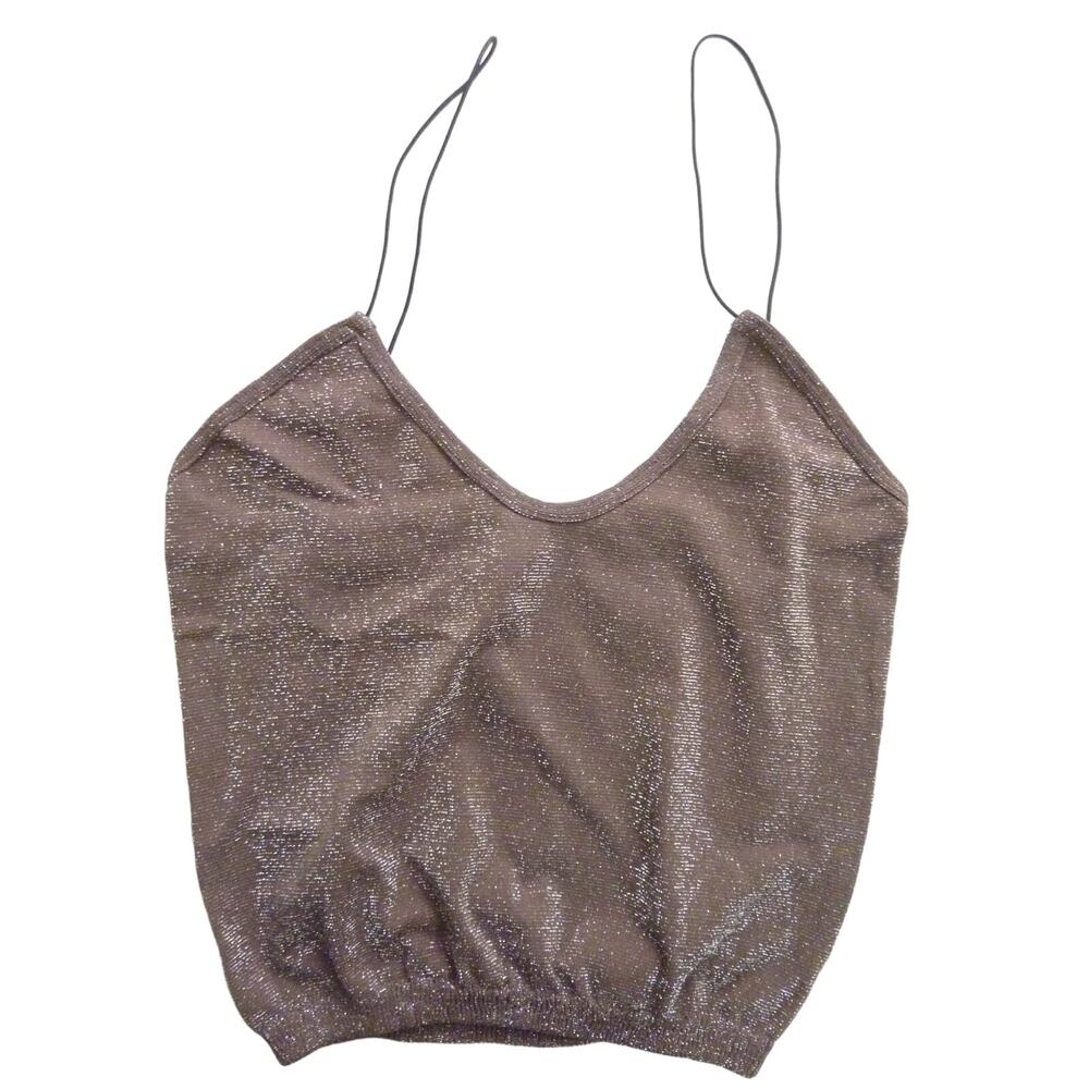 NWOT Free People Seamless Brown Sparkle Skinny Strap Brami M
